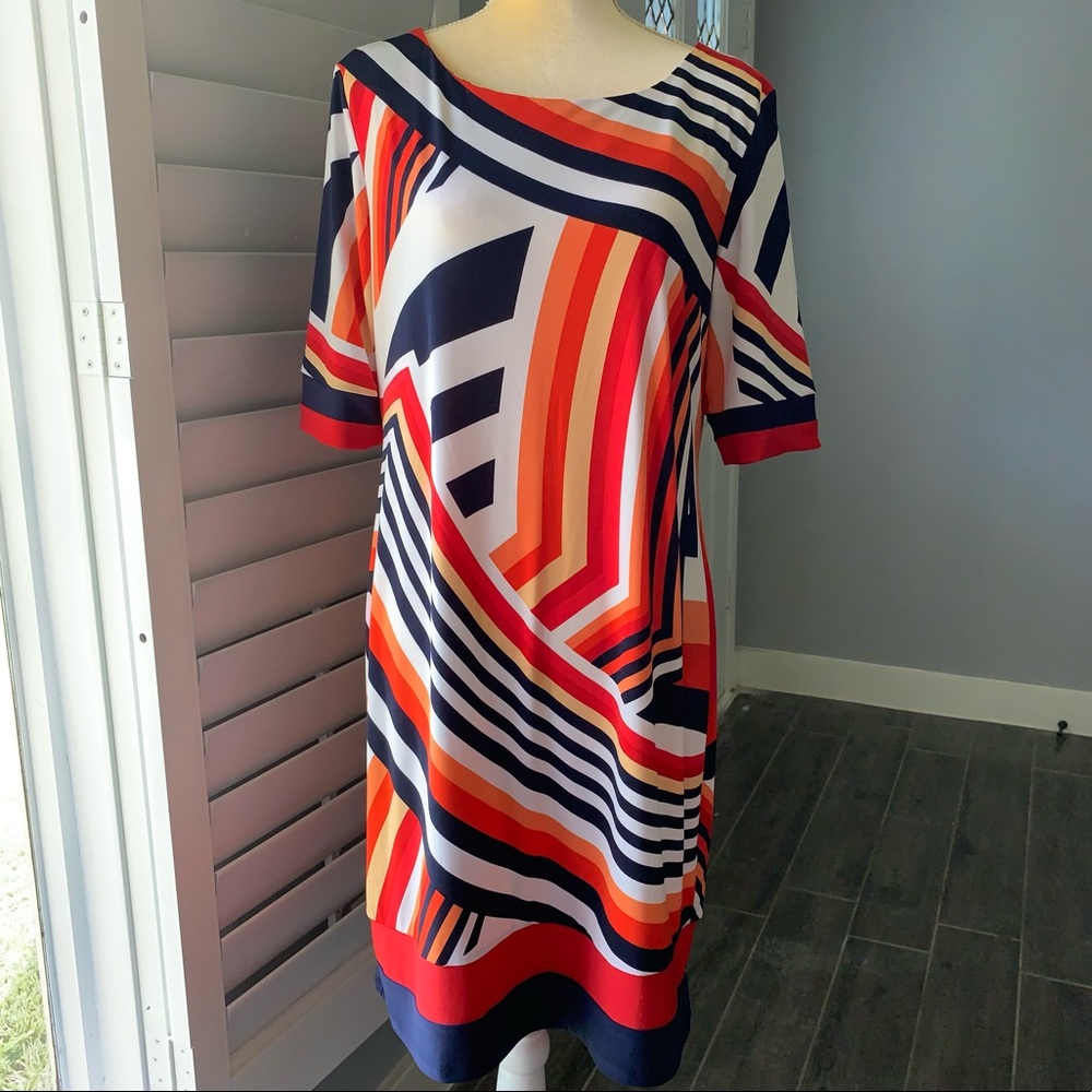 KARIN STEVENS MULTICOLORED DRESS SIZE 16
